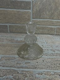 Vintage Clear Pressed Glass Candlestick Holder - Starburst Floral Pattern - 5'