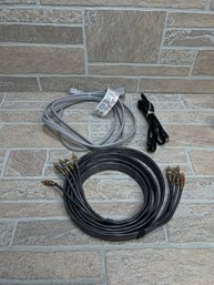 Assorted Audio Video Cable Lot - Component RCA HDMI & Heavy Duty Power Cord