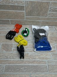 Assorted Heavy Duty Bungee Cord & Tie Down Strap Lot - Multiple Sizes & Colors