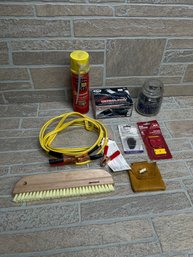 Assorted Garage & Utility Lot - Jumper Cables, Nails, Scrapers, Gloves, Foam & More
