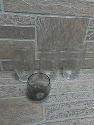 New England Patriots Football Glass & Football Glassware Lot - 4 Pieces