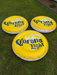 Lot Of 3 Corona Light Inflatable Pool Floats - Approx. 4 Ft Diameter