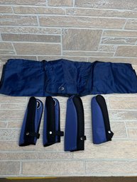 Golf Club Headcover Set - 1, 3, 5 & X - Blue/Black With Storage Bag