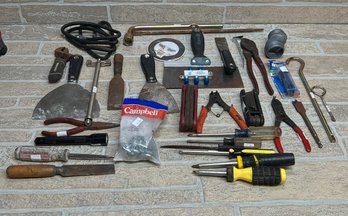 Large Mixed Hand Tool Lot - Scrapers, Pliers, Screwdrivers, Wrenches, Hex Keys & More