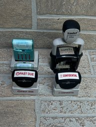 Lot Of 4 Office Self-Inking Stamps - Received, Past Due, Confidential & Trodat Date Stamp