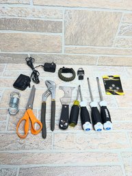 Mixed Hand Tool & Hardware Lot - Hart Screwdrivers, Fiskars Scissors, Master Lock & More