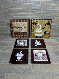 6-Piece Chef Kitchen Wall Decor Art Lot