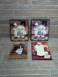 4-Piece Whimsical Chef Kitchen Wall Art Decor Lot