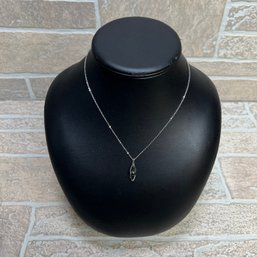 Silver-Tone Teardrop Pendant With Black Pearl