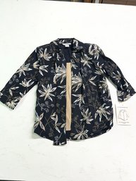 Dressbarn Two-Fer Blouse Set, Black Floral, Size S, New With Tags