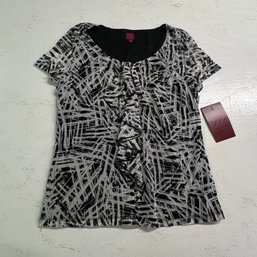 212 Collection Black & White Ruffle Top, Size S, New With Tags