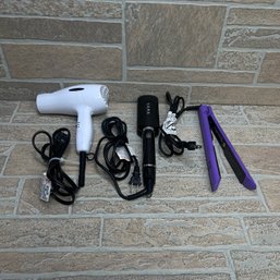 Hair Tool Lot: Conair 1875 Hair Dryer, Xara Flat Iron & Straight Ahead Bionic Pro Flat Iron