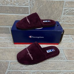 Champion Burgundy Plush Slide Slippers, Size 6W, Like New In Box