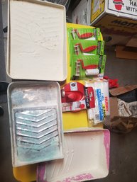 Lot Of Paint Trays, Paint Rollers & Other Painting Supplies