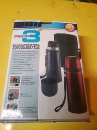 3 Piece Stainless Steal Travel Bottle With Zipper Case