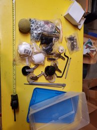 Plastic Tote Full Of Caster Wheels & Other Misc Items