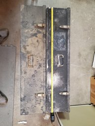 2 Large Metal Boxes With Clips - One Contains 5 Hand Saws - 38 Inches Long