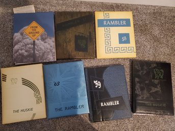 Lot Of 7 Very Cool Vintage Yearbooks 50s & 60s