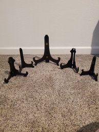 Lot Of 5 Wooden Plate Stands