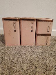Set Of Adorable Pink 4-piece Lincoln Beautyware MCM Cannisters