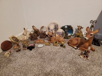 Large Lot Of Deer Rustic Mountain Home Decor Knick Knacks