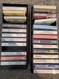 2 Sleeve Cases Of Cassette Tapes Loretta Lynn, Jerry Clower Etc.