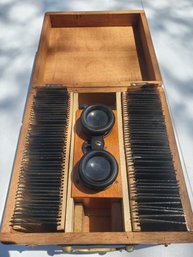 Antique Unis France Stereoscope With Box Full Of Slides In Amazing Condition