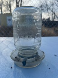 Vintage Glass Chicken Feeder