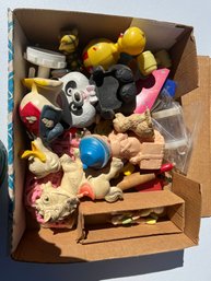Box Full Of Vintage Toys Squeak Toys, Rattles Etc.