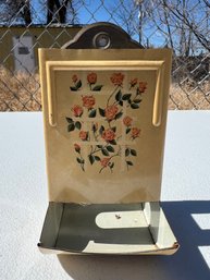 Vintage Wall Hanging Roses On Lattice Metal Tin Matchbox Holder