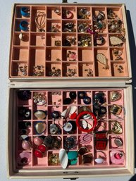 Case Full Of Vintage Costume Jewelry Earrings