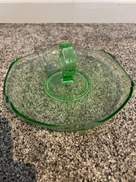Vintage Uranium Glass Finger Food Serving Platter