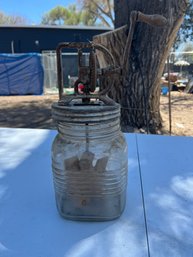 Antique Hazel Atlas Glass Gand Cranked Butter Churn