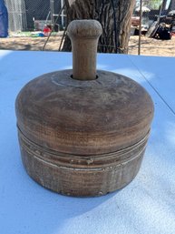 Antique Primitive Wooden Butter Press With Flower Design