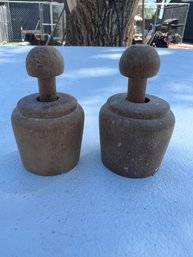 Set Of Two Antique Wooden Butter Pad Presses