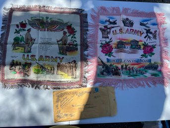 Pair Of Vintage U.S Army WWII Souvenir Pillow Covers