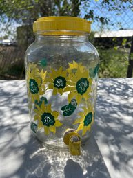 Vintage 1 Gallon Sunflower Iced Tea Glass Tapper Container