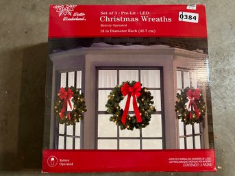 Set Of 3 Pre-lit Christmas Wreaths
