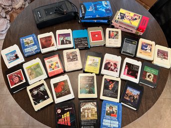 Box Full Of 8 Tracks And VHS Tapes