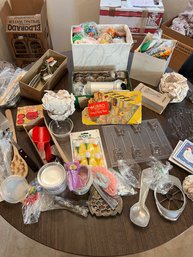 Vintage Cookie Press And Box Full Of Holiday And Other Baking Items