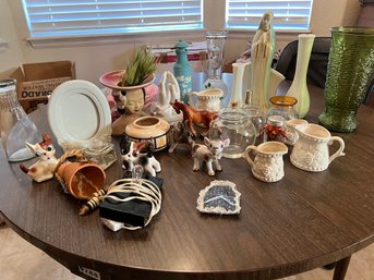 Box Full Of Knick Knacks, Vases, Glass Objects Etc.