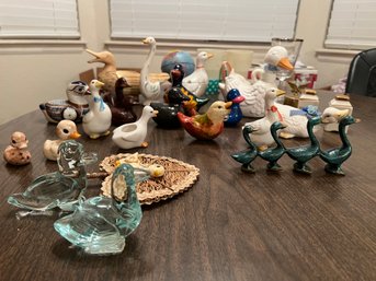 Large Collection Of Ducks Made Of Various Materials