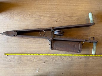 Antique Wooden Handle Iron Hand Corn Seed Planter Garden Seeder