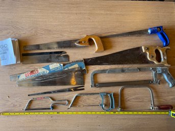 Large Lot Of Hand Saws And Blades