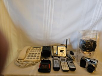 Lot 10-303  Misc Telephones, Slide Viewer, Fan, Clock. Etc. (Wh Shelf)