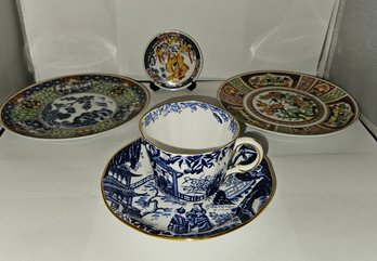Lot 5-87 Mikado Teacup & Saucer, Oriental Plates (Ethan Allen)