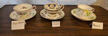 Lot 5-206 Three Teacups And Saucers, Royal Chelsea, Foley, Phoenix  (TIR-2)