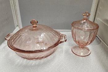 Lot 5-220 Pink Depression Glass Jeanette Poinsettia (TIR-2)