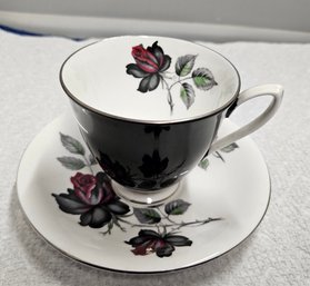 Lot 5-221 Royal Albert Navy And Roses Teacup & Saucer (TIR-2)