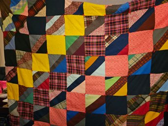 Lot 5-236 Large Patchwork Quilt With Orange Backing (TIR-2)